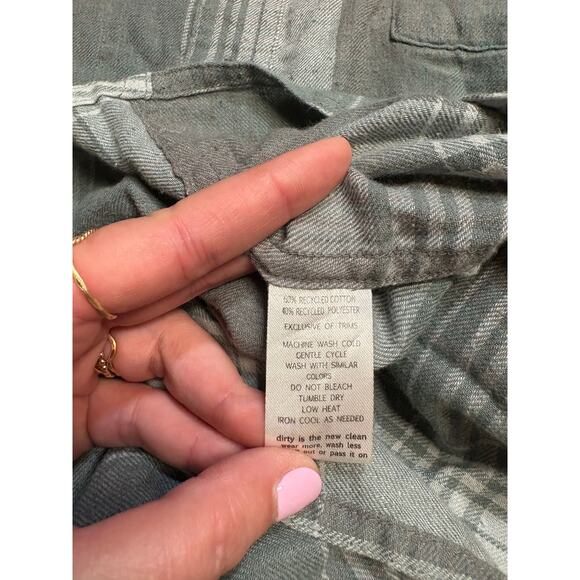 Toad&Co Green Grey Plaid Lightweight Long Sleeve Button Down Flannel - XL - Picture 6 of 8